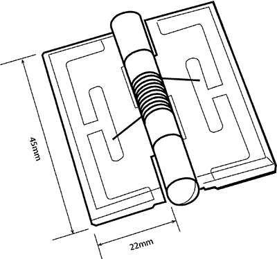 Hinge Spring Return Clear 45mm L x 22mm W