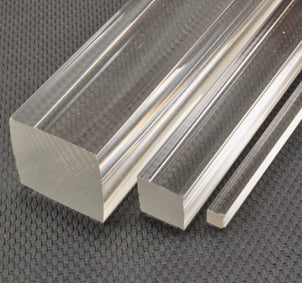 Rod Square 1" x 1" x 6' (25mm x 25mm x 1830mm) Extruded Clear Acrylic